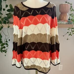 Arden B Chevron Knit Poncho Multicolor Striped Boho One Size Fall Boho Workwear
